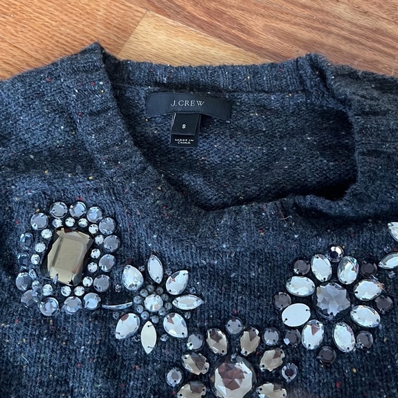 JCrew size small, speckled wool and bejeweled crew line - Picture 2 of 4